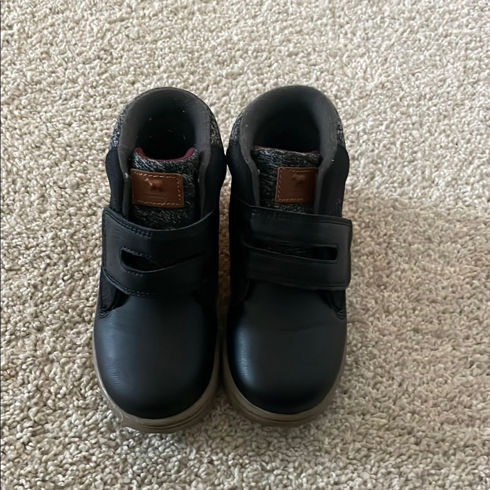 Carter's Black and Brown Leather Boots with Velcro Closure